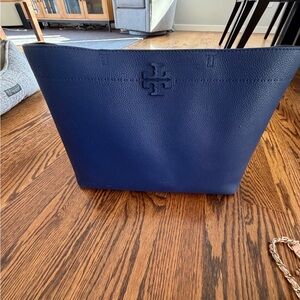 Tory Burch Deep Blue Leather Tote
